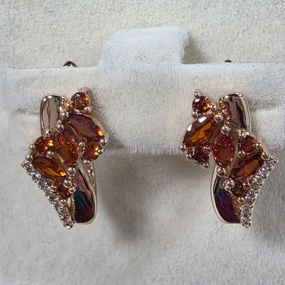 Серьги розовая позолота 18 карат, бижутерия, фото 4
