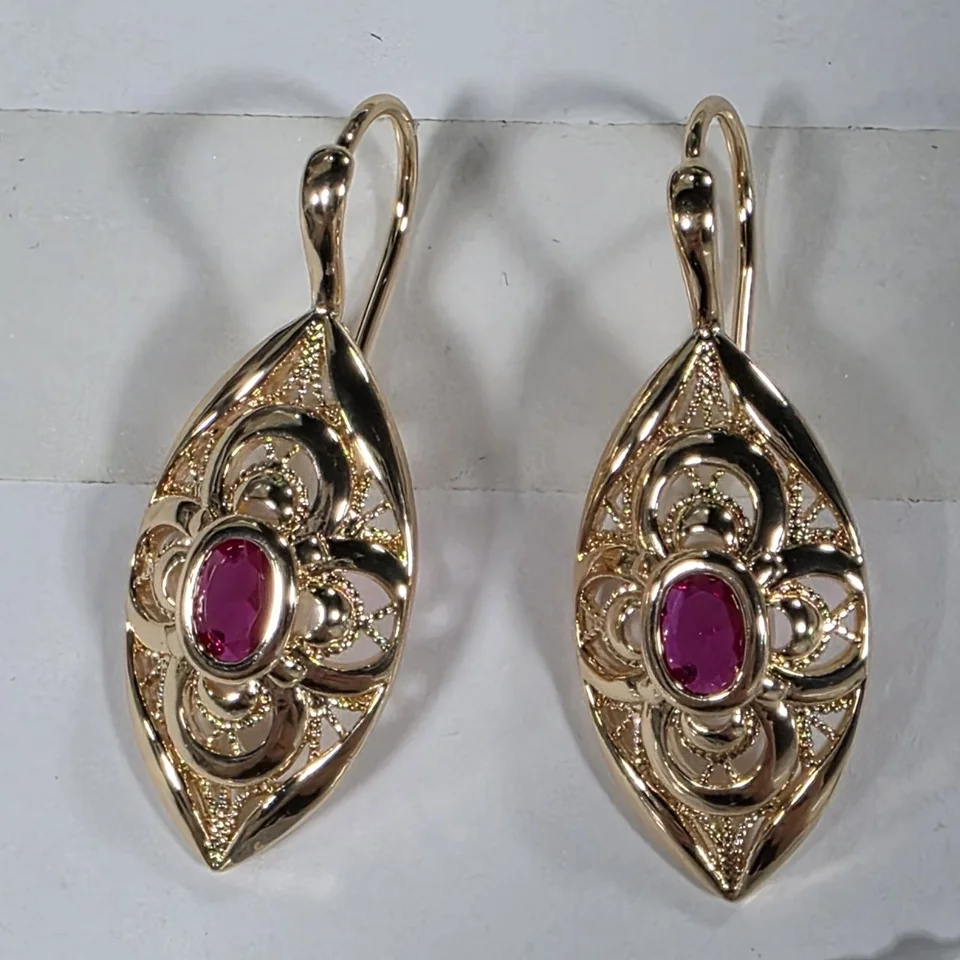 Серьги розовая позолота 18 карат, бижутерия, фото 3