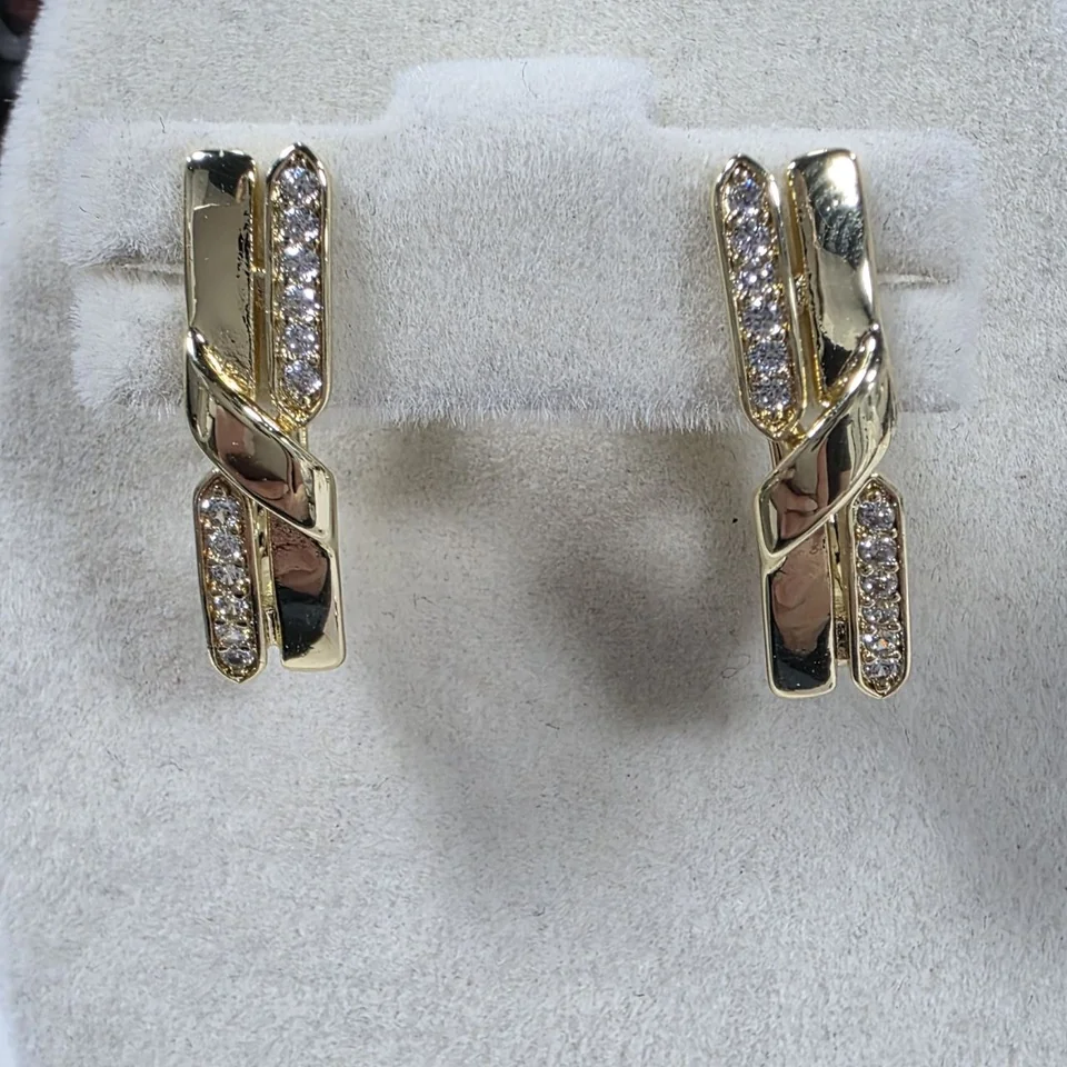 Серьги желтая позолота 18 карат, бижутерия, фото 3