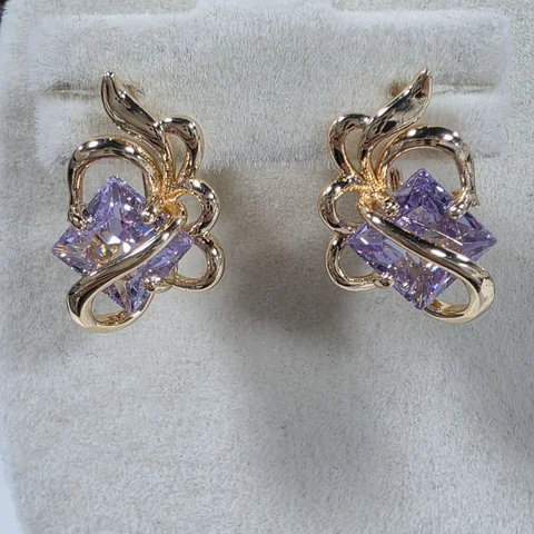 Серьги розовая позолота 18 карат, медь
