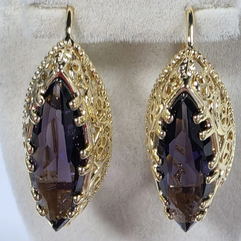 Серьги желтая позолота 18 карат, бижутерия, фото 1