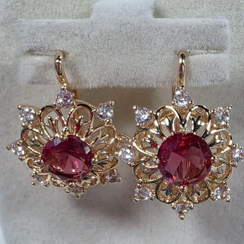 Серьги розовая позолота 18 карат, медь