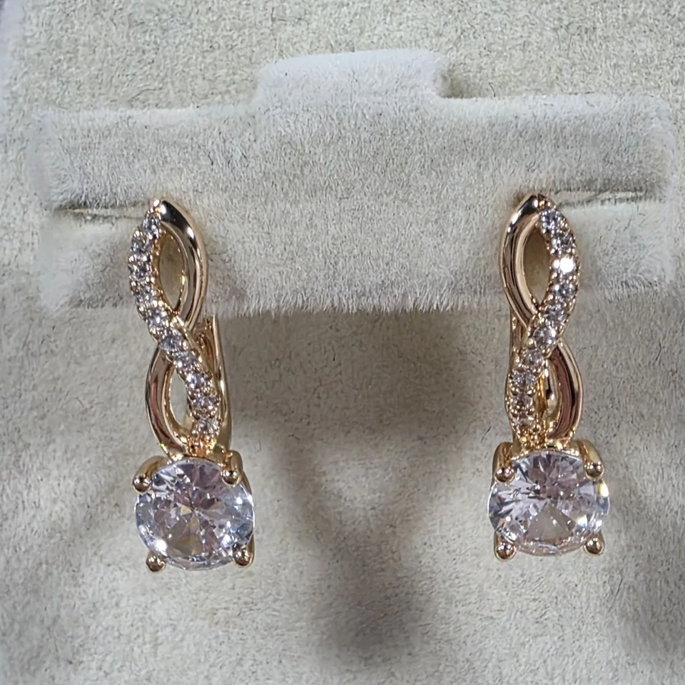 Серьги розовая позолота 18 карат, бижутерия, фото 1