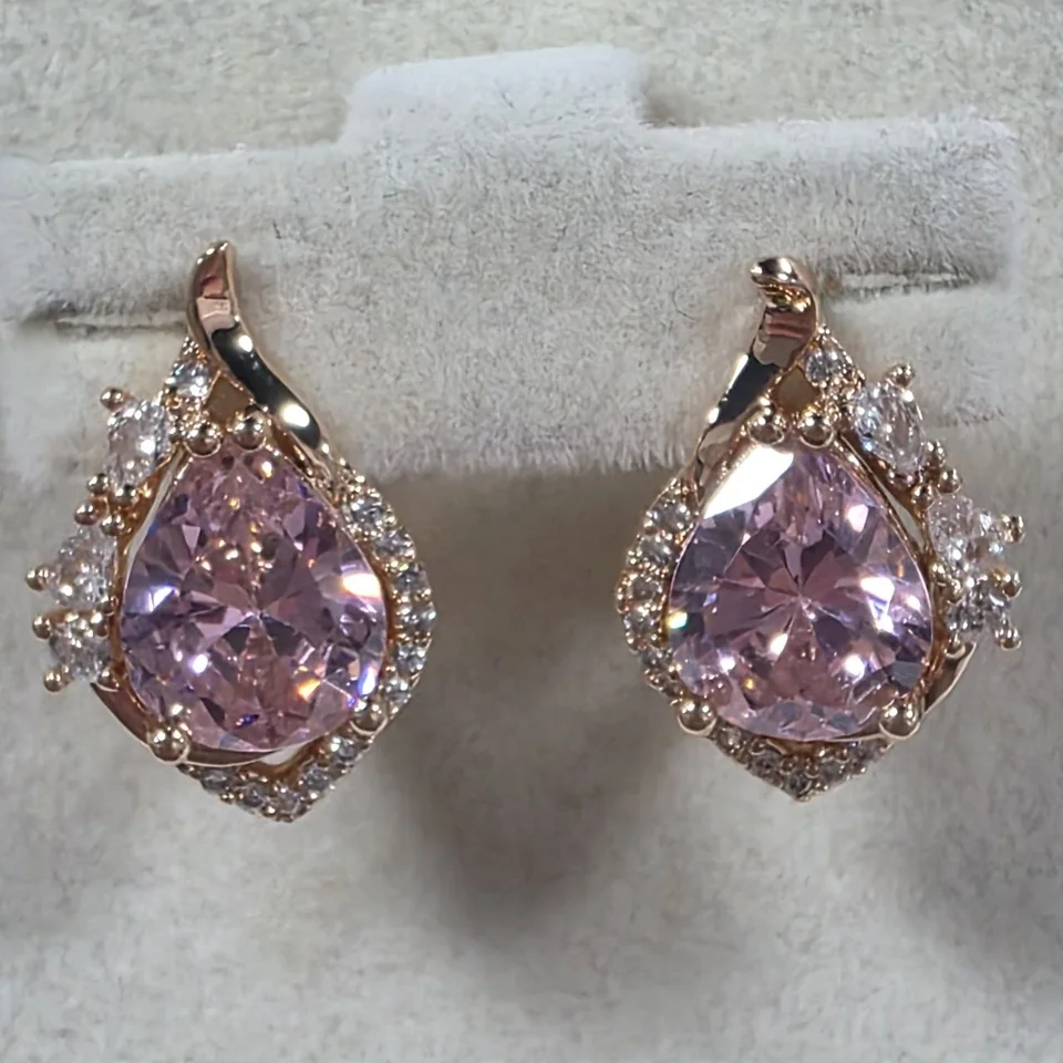 Серьги розовая позолота 18 карат, бижутерия, фото 1