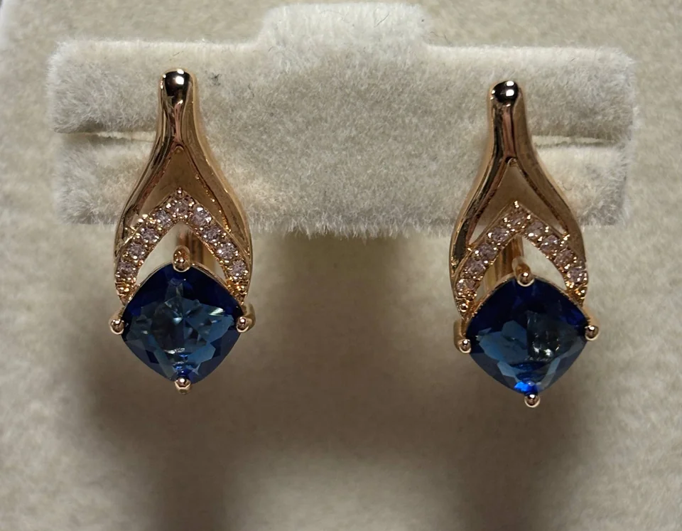 Серьги розовая позолота 18 карат, бижутерия, фото 3