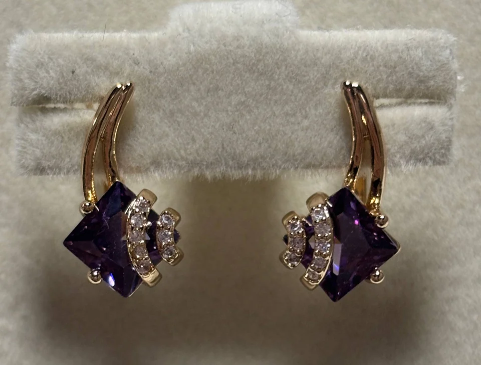 Серьги розовая позолота 18 карат, бижутерия, фото 4