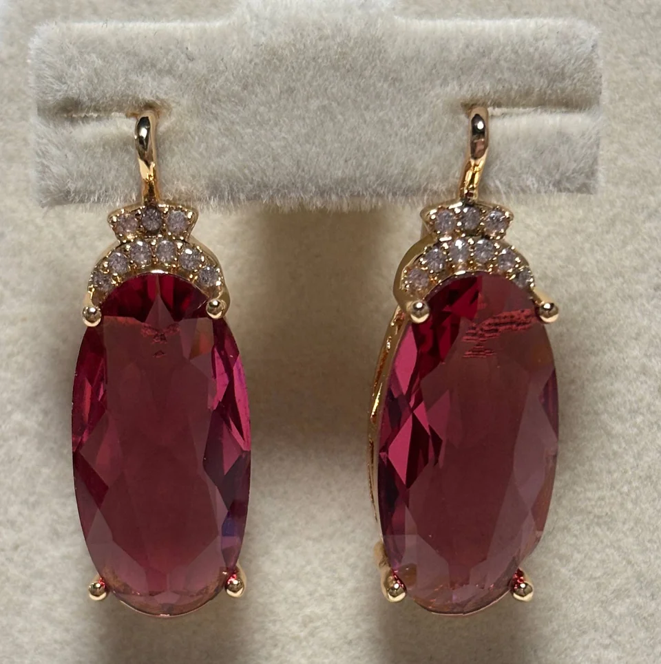Серьги розовая позолота 18 карат, бижутерия, фото 6