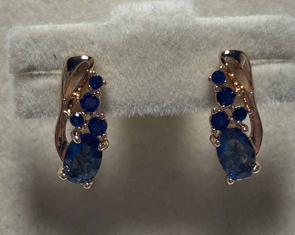 Серьги розовая позолота 18 карат, бижутерия, фото 1