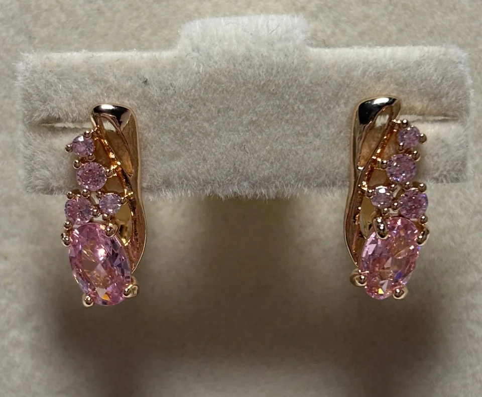 Серьги розовая позолота 18 карат, бижутерия, фото 3