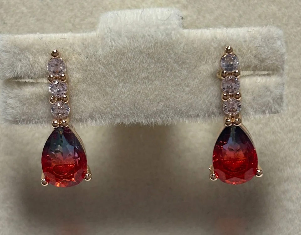 Серьги розовая позолота 18 карат, бижутерия, фото 3