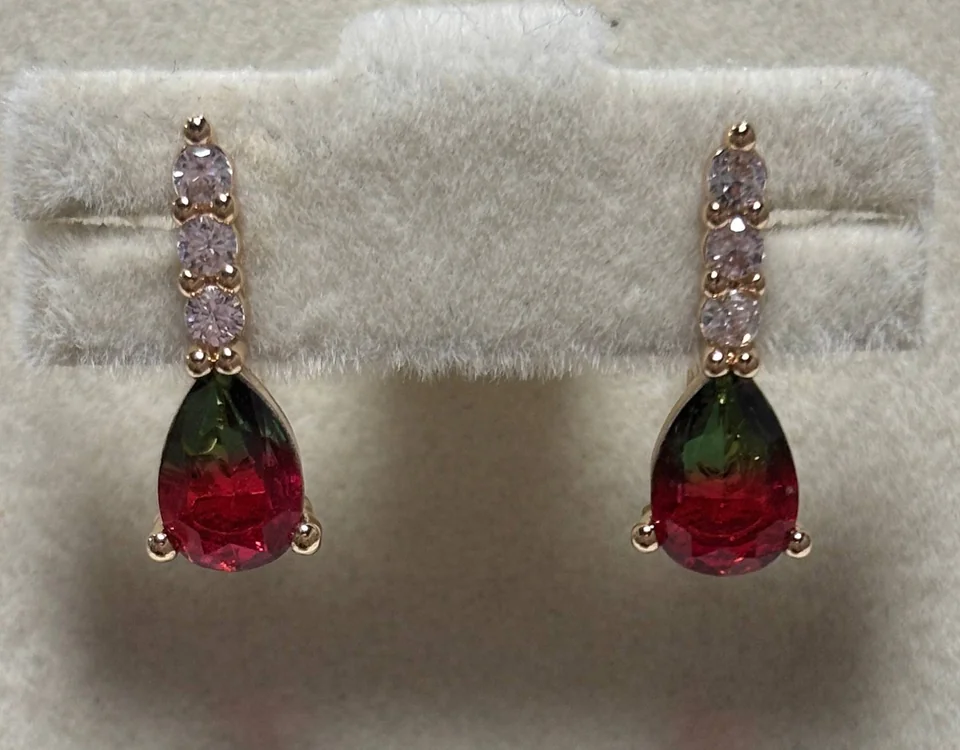 Серьги розовая позолота 18 карат, бижутерия, фото 3