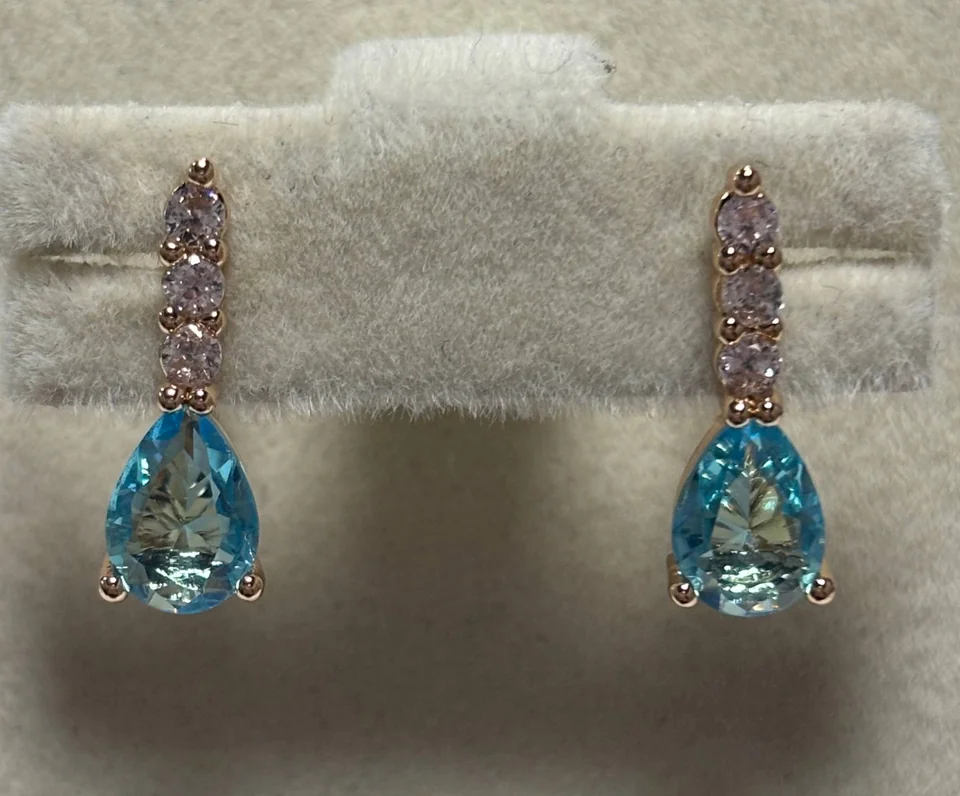 Серьги розовая позолота 18 карат, бижутерия, фото 4
