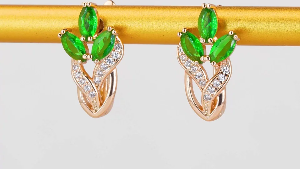 Серьги розовая позолота 18 карат, бижутерия, фото 8