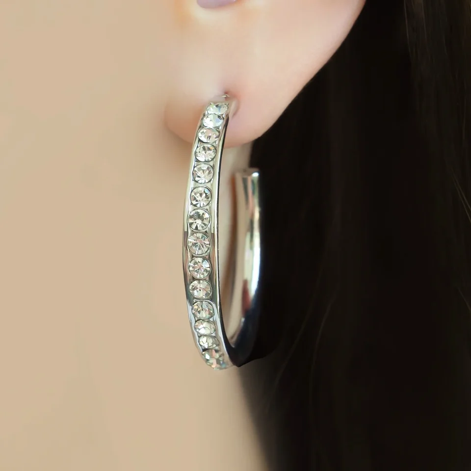Серьги из сплава с кристаллами, позолота белым золотом 18K, фото 5