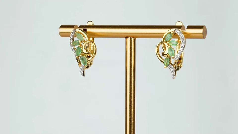 Серьги Серебро 925 Эфиопский изумруд Белый циркон, фото 4
