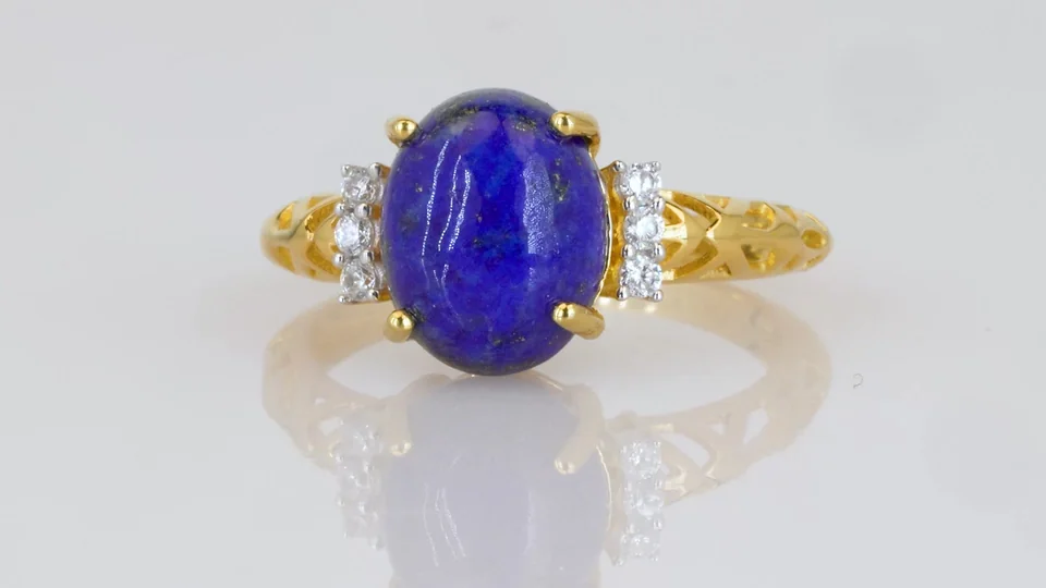 Uzuk Kumush 925 Badaxshon lapis lazuli Oq zirkon, rasm 3