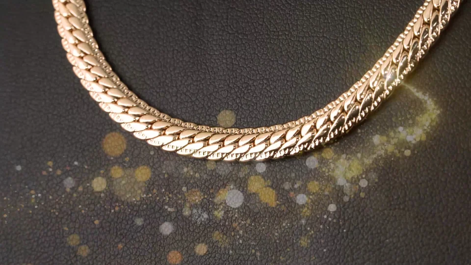 Цепь, розовая позолота 18K, бижутерия, 55 см, фото 2