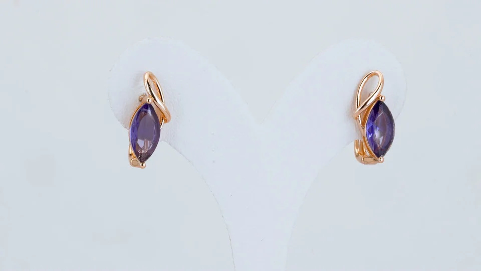 Серьги розовая позолота 18 карат, бижутерия, фото 3