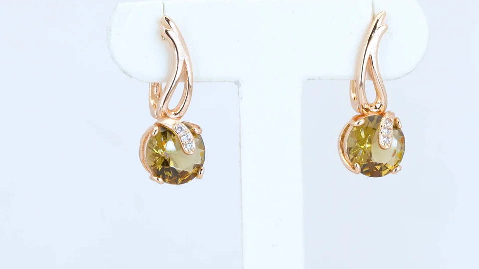 Серьги розовая позолота 18 карат, бижутерия, фото 3