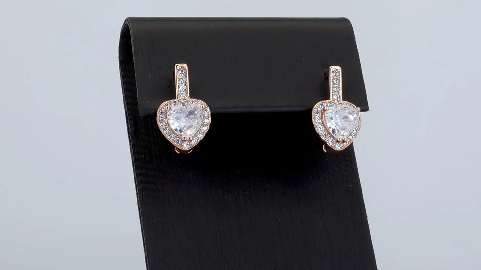 Серьги розовая позолота 18 карат, бижутерия, фото 3