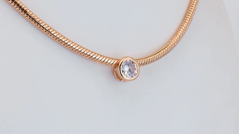Цепь со вставкой, розовая позолота 18K, бижутерия, фото 3