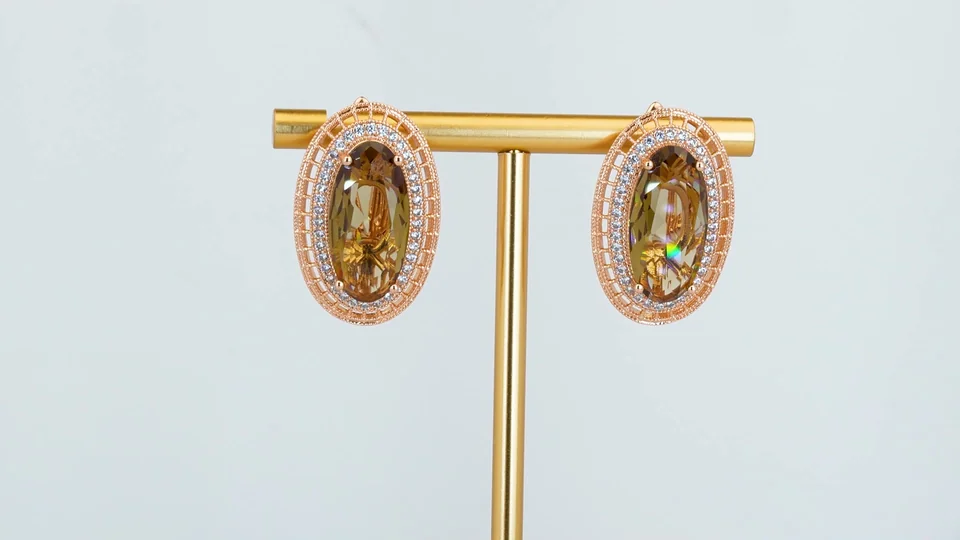 Серьги розовая позолота 18 карат, бижутерия, фото 3