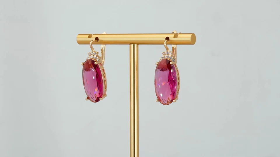 Серьги розовая позолота 18 карат, бижутерия, фото 4