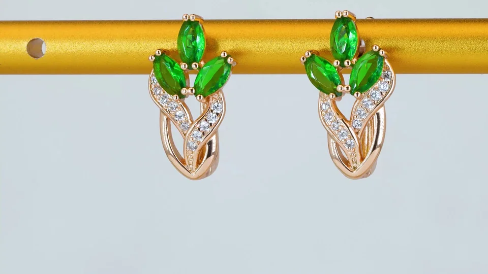 Серьги розовая позолота 18 карат, бижутерия, фото 9