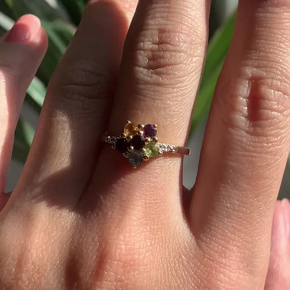 Uzuk Kumush 925 Afrika Ametisti Sitrin Granat Peridot Topaz Swiss (Tilla Yugurtirilgan), rasm 2
