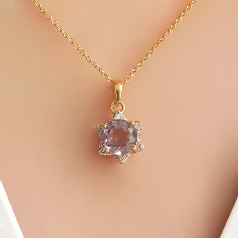 Подвеска Серебро 925 Бразильский Аметист (Позолота), фото 3