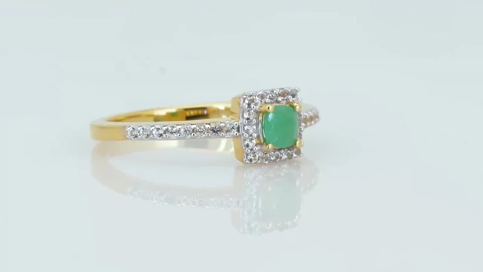Uzuk Kumush 925 Braziliya Zumrudi Topaz Oq (Tilla yugurtirilgan), rasm 4