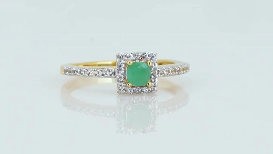 Uzuk Kumush 925 Braziliya Zumrudi Topaz Oq (Tilla yugurtirilgan), rasm 5