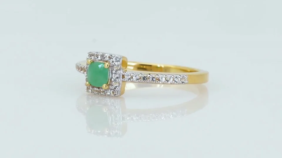 Uzuk Kumush 925 Braziliya Zumrudi Topaz Oq (Tilla yugurtirilgan), rasm 6