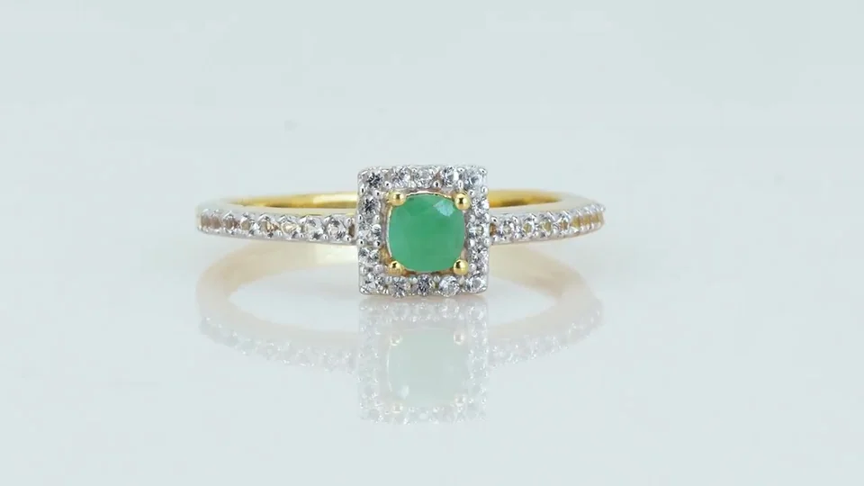 Uzuk Kumush 925 Braziliya Zumrudi Topaz Oq (Tilla yugurtirilgan), rasm 7