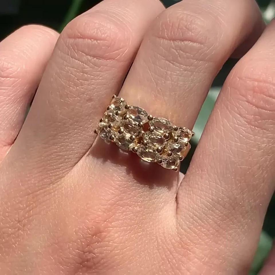 Кольцо Серебро 925 Зеленый Аметист (Позолота), фото 5