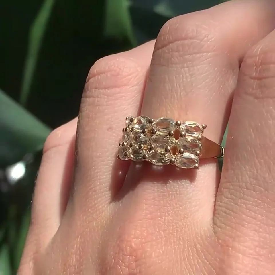 Кольцо Серебро 925 Зеленый Аметист (Позолота), фото 6