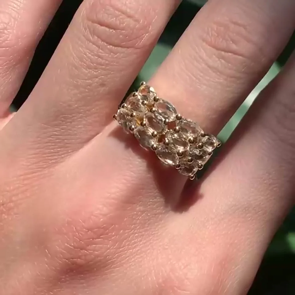 Кольцо Серебро 925 Зеленый Аметист (Позолота), фото 7