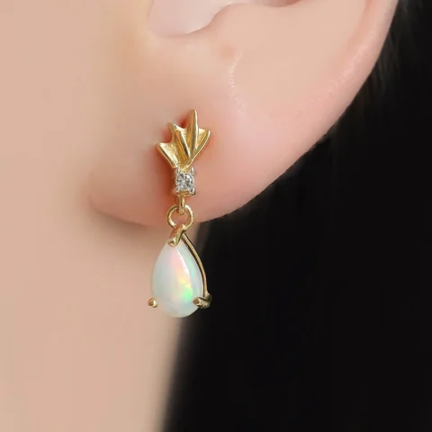 Серьги из серебра 925 с эфиопским опалом и белым топазом, позолота