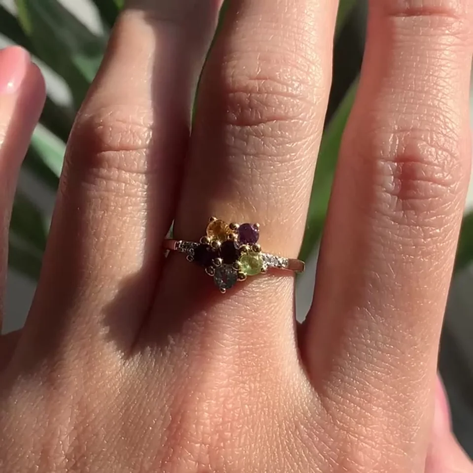 Uzuk Kumush 925 Afrika Ametisti Sitrin Granat Peridot Topaz Swiss (Tilla Yugurtirilgan), rasm 9
