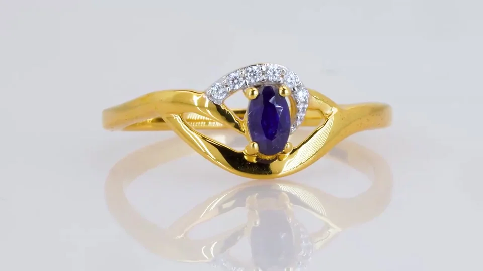 Uzuk Kumush 925 Madagaskar safir Oq tsirkon, rasm 11