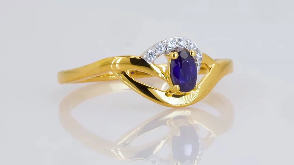 Uzuk Kumush 925 Madagaskar safir Oq tsirkon, rasm 12