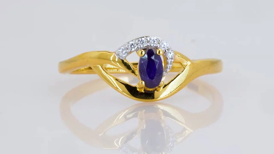 Uzuk Kumush 925 Madagaskar safir Oq tsirkon, rasm 13