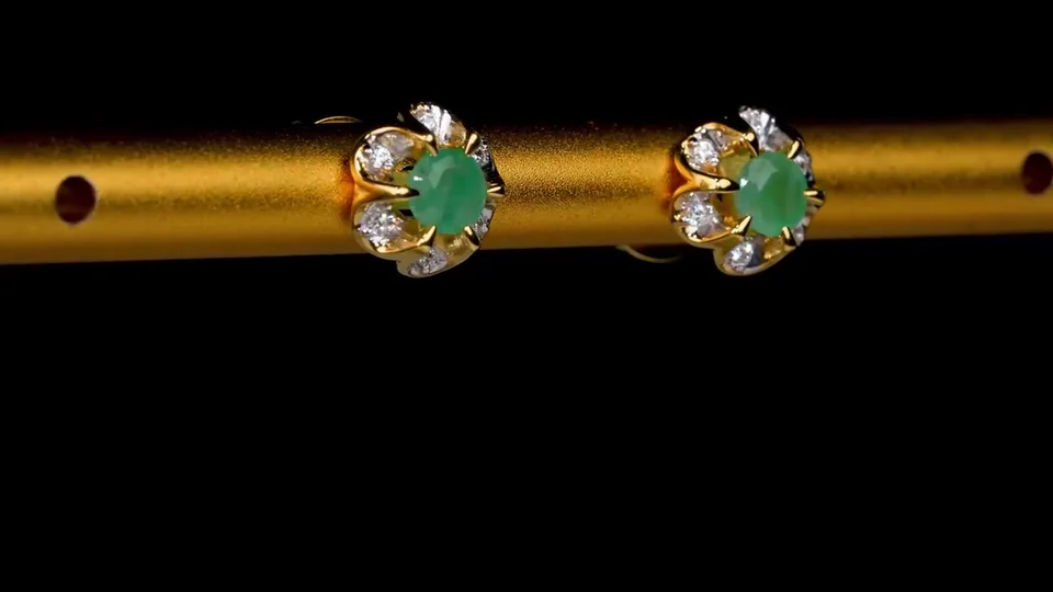 Серьги Серебро 925 Эфиопский изумруд Белый циркон, фото 5