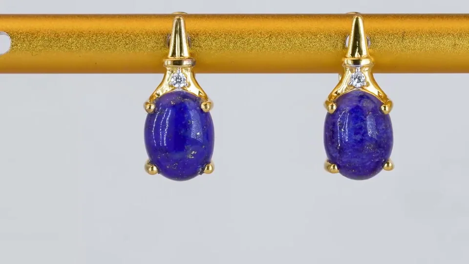 Серьги Серебро 925 Бадахшанский лазурит Белый циркон, фото 10