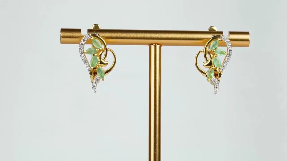 Серьги Серебро 925 Эфиопский изумруд Белый циркон, фото 5