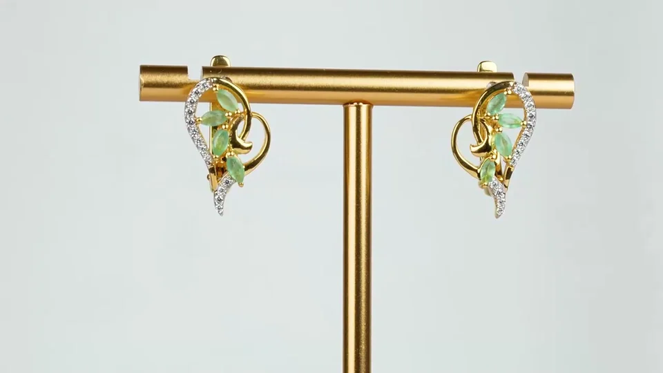 Серьги Серебро 925 Эфиопский изумруд Белый циркон, фото 6