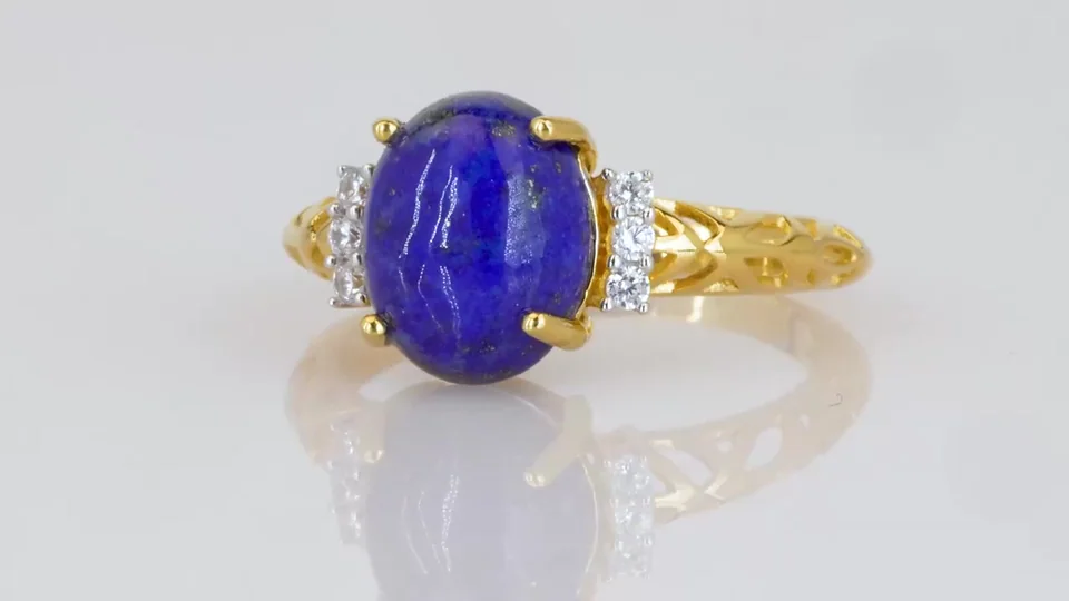 Uzuk Kumush 925 Badaxshon lapis lazuli Oq zirkon, rasm 10