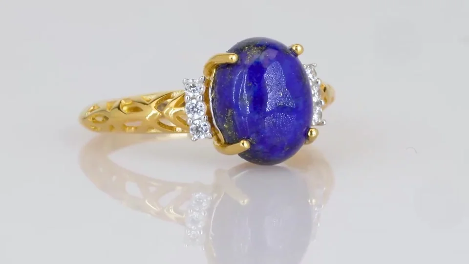 Uzuk Kumush 925 Badaxshon lapis lazuli Oq zirkon, rasm 11