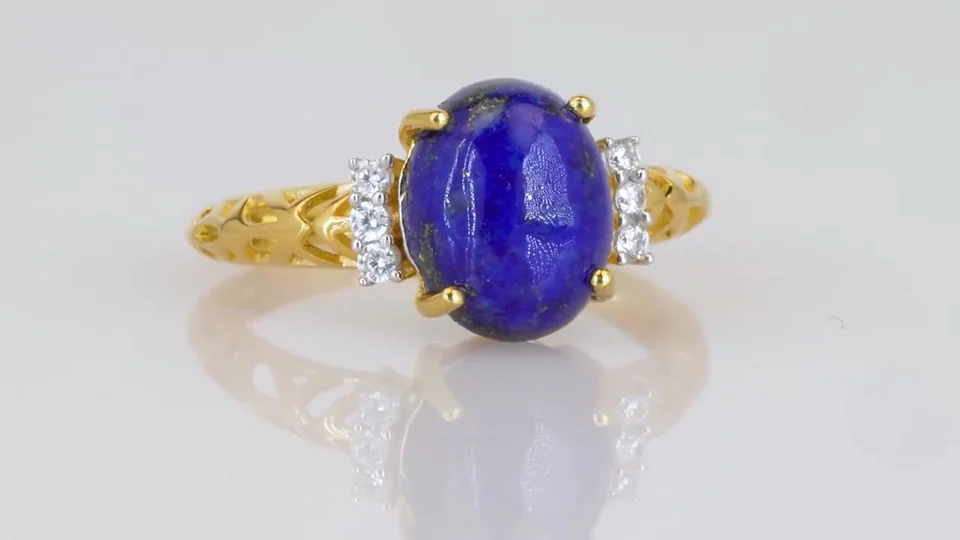 Uzuk Kumush 925 Badaxshon lapis lazuli Oq zirkon, rasm 12