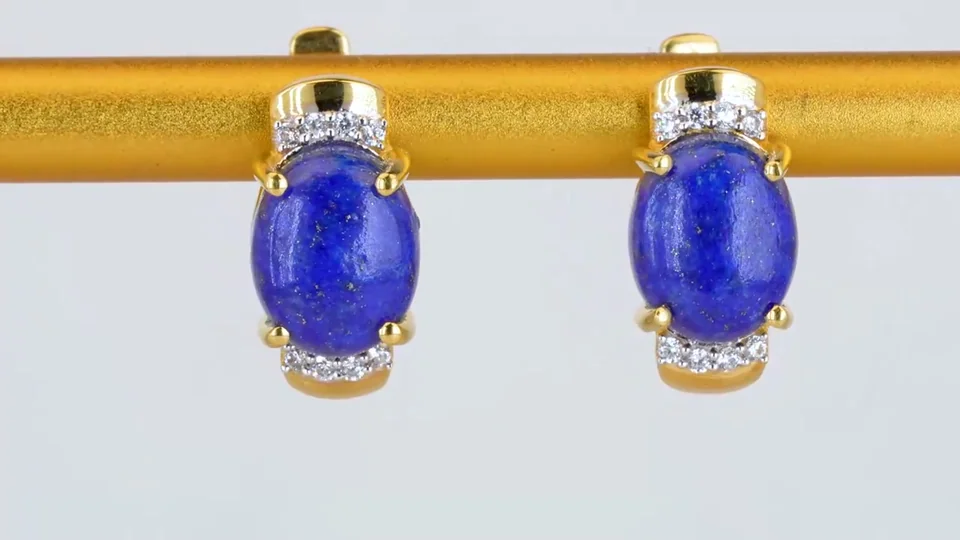 Серьги Серебро 925 Бадахшанский лазурит Белый циркон, фото 10